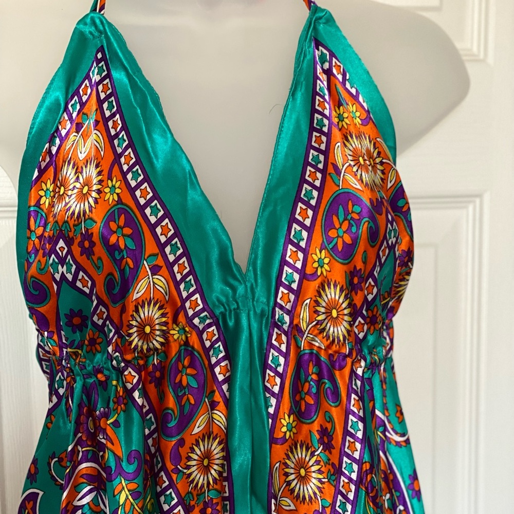 Vibrant Multicolor Halter Dress